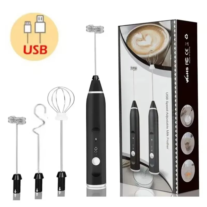 2-in-1 Rechargeable Electric Coffee Frother & Egg Beater – Quick Milk Foaming Mixer for Kitchen Use