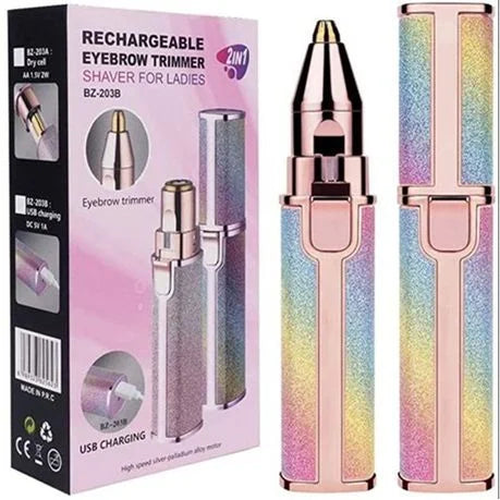 2-in-1 Electric Eyebrow Trimmer & Facial Hair Remover – Rechargeable Painless Shaver for Women