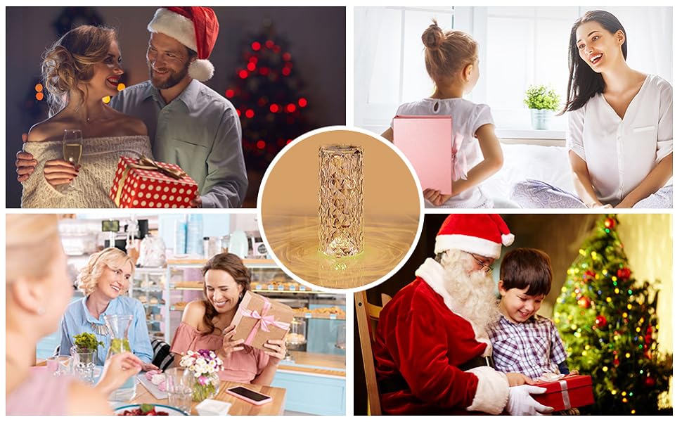 16-Color Diamond Rose Crystal Touch Lamp – USB Rechargeable Acrylic Table Lamp with Remote Control