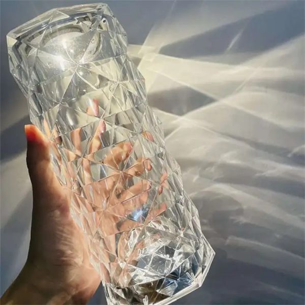 16-Color Diamond Rose Crystal Touch Lamp – USB Rechargeable Acrylic Table Lamp with Remote Control