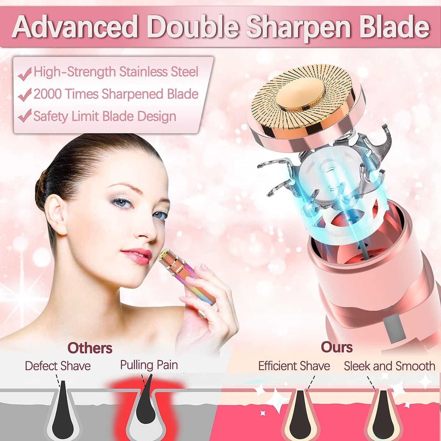 2-in-1 Electric Eyebrow Trimmer & Facial Hair Remover – Rechargeable Painless Shaver for Women