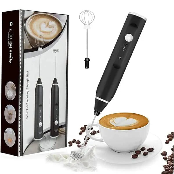 2-in-1 Rechargeable Electric Coffee Frother & Egg Beater – Quick Milk Foaming Mixer for Kitchen Use