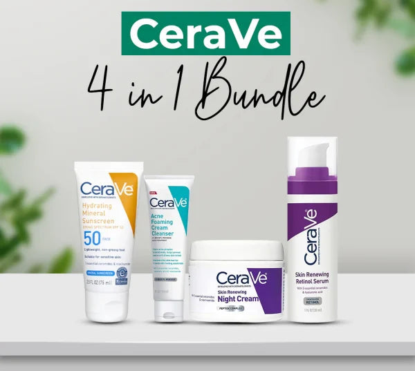 CeraVe 4-in-1 Skincare Kit – Cleanser, Serum, Night Cream & Sunblock for Radiant, Healthy Skin