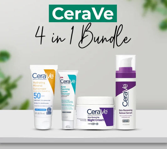 CeraVe 4-in-1 Skincare Kit – Cleanser, Serum, Night Cream & Sunblock for Radiant, Healthy Skin